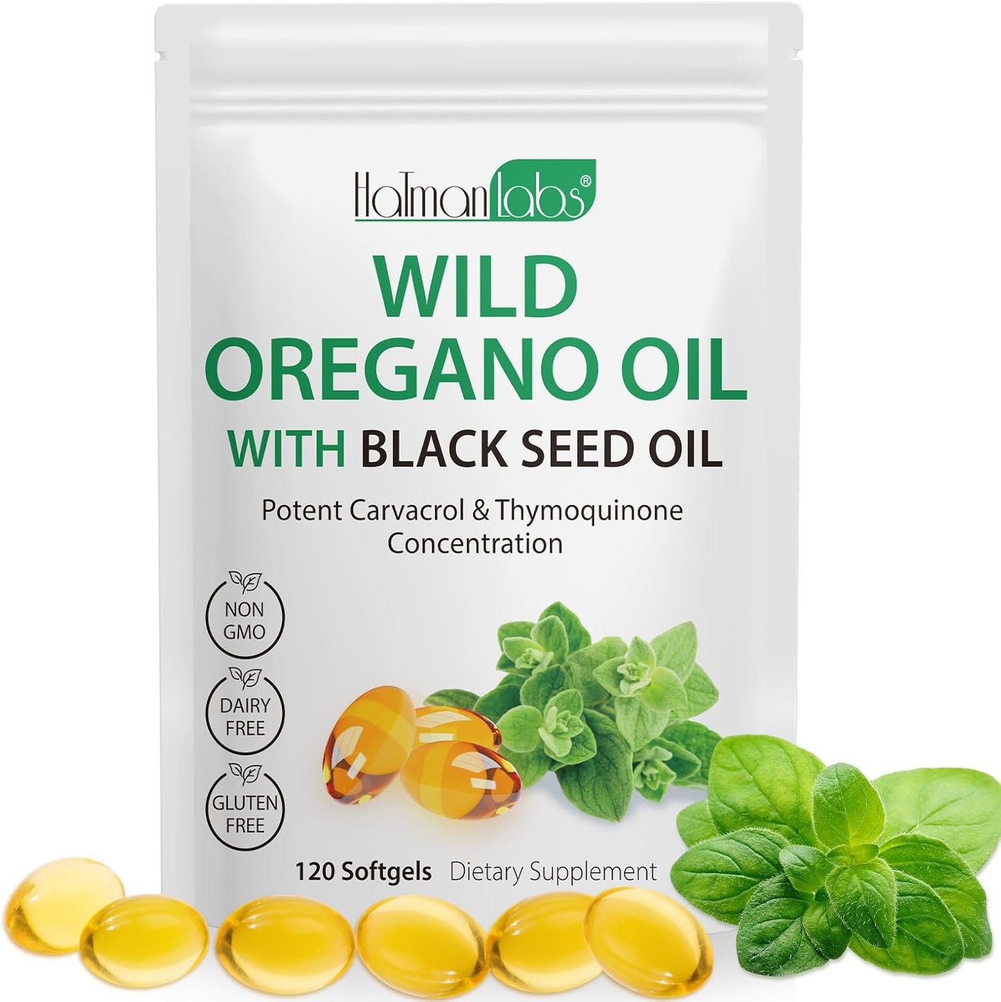 Oil of Oregano with Black Seed Oil, Organic Oregano Oil Softgels,Orega