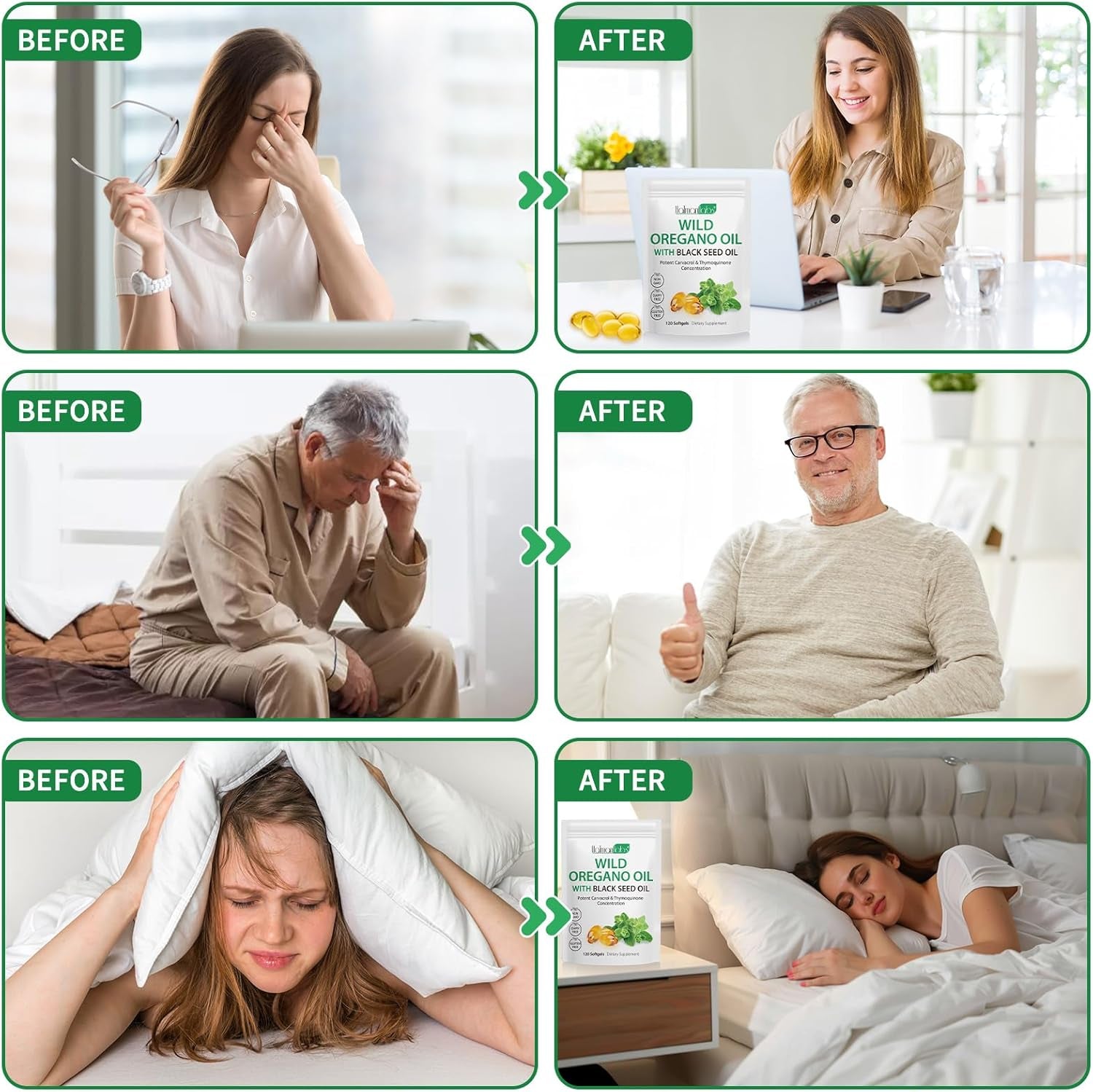 Oil of Oregano with Black Seed Oil, Organic Oregano Oil Softgels,Orega