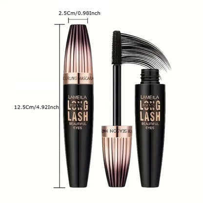 Waterproof 4D Mascara Thick Long Smudge-Proof Plump Encrypted Long-Lasting Curling Large Eye Makeup, Makeup Tools