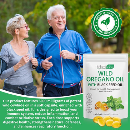 Oil of Oregano with Black Seed Oil, Organic Oregano Oil Softgels,Orega