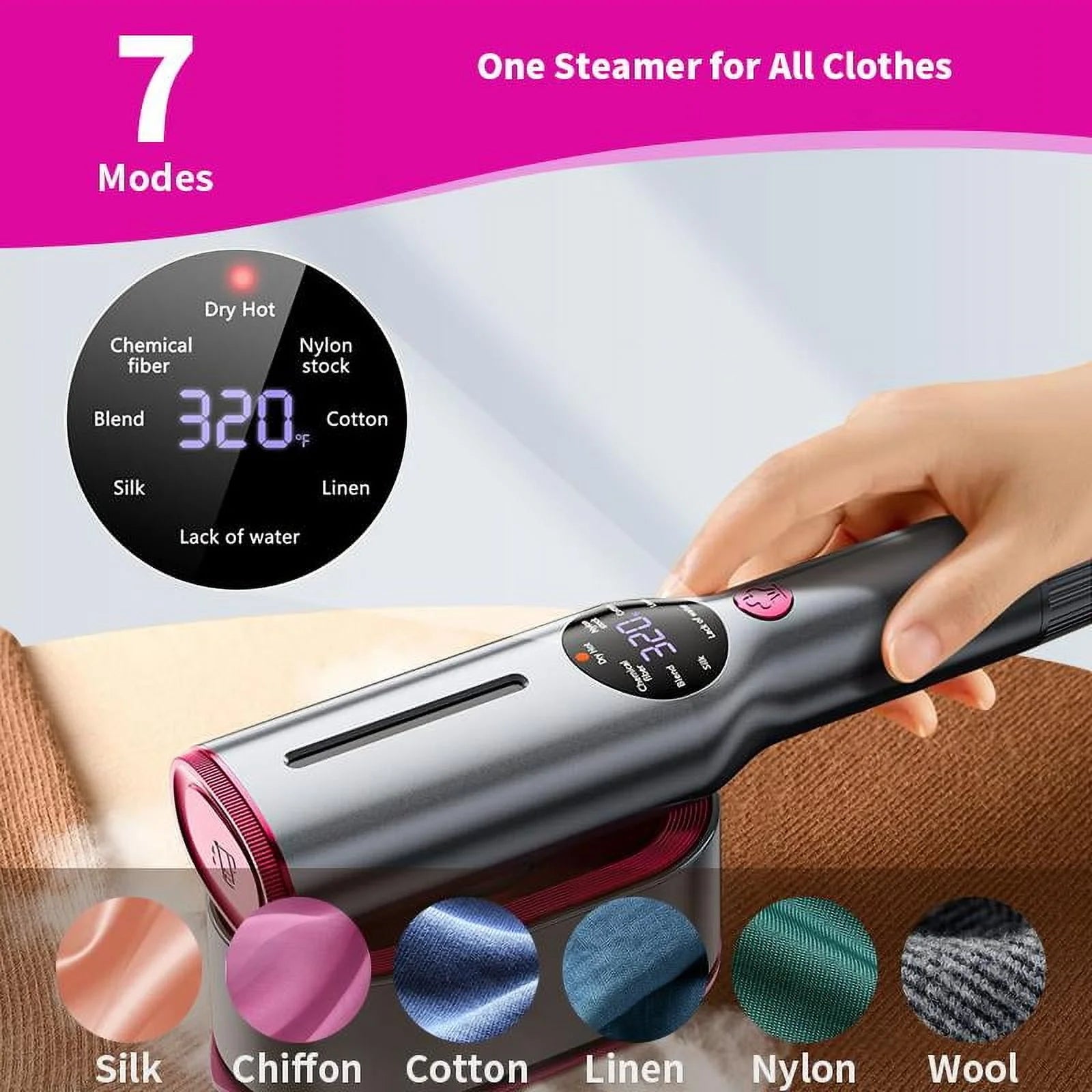 Dr.Flash Portable Garment Steamer - Fast Heating, 7 Modes, Perfect for Travel & Home Use, Ideal New Year Gift