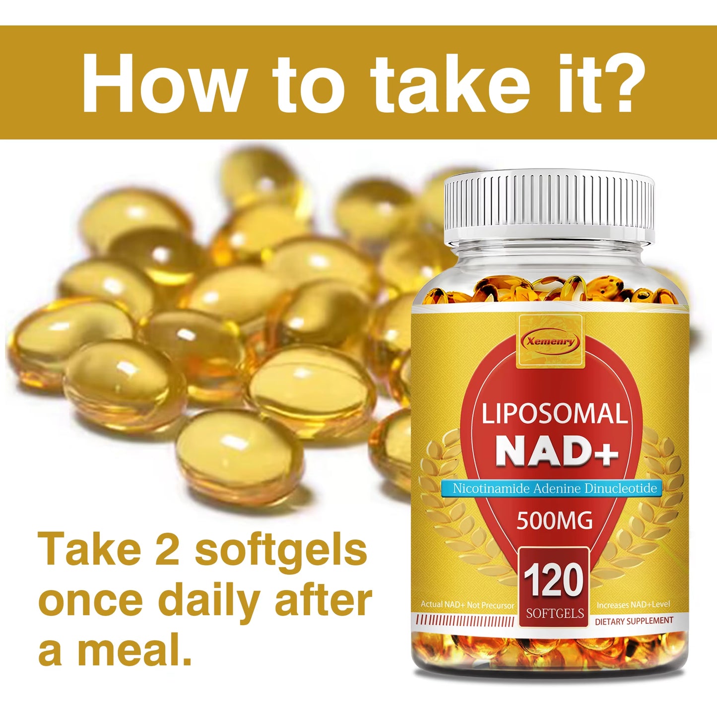 Liposomal NAD+ Capsules - Anti-Aging, Replenish Energy, Enhance Focus, Support Cellular Health - 120 Capsules